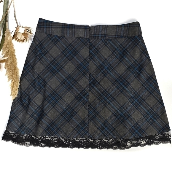 Harve Bernard Dark Grey Blue Plaid Lace Shirt 10 - Picture 5 of 9